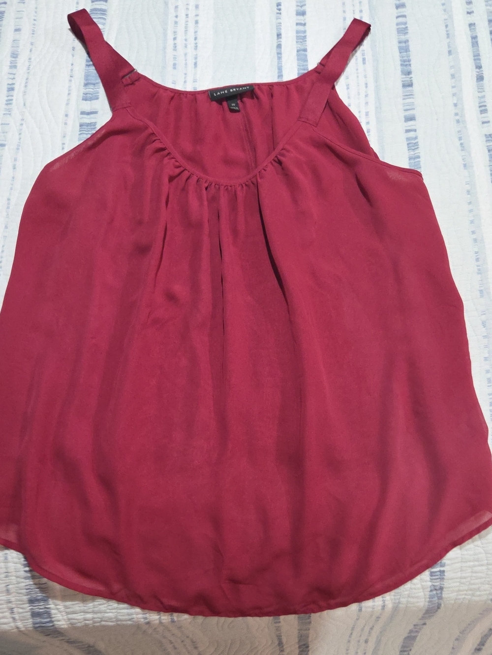 Lane Bryant Wine Red Pleated Scoop Neck Camisole